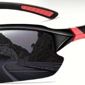 Kuguaok Unisex High-Performance Polarized Sunglasses Black with Red Trim